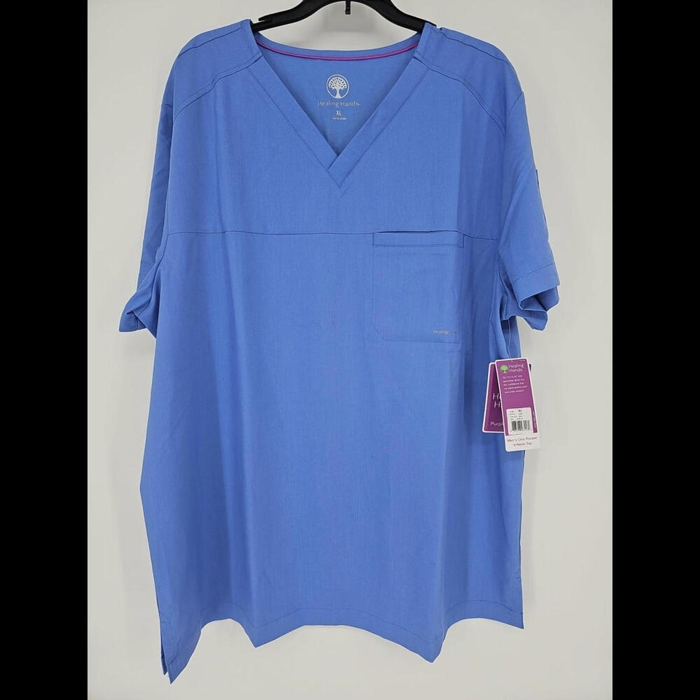 Healing Hands Men's Scrubs XL Purple Label Justin Scrub Top 2330 Blue/CEIL